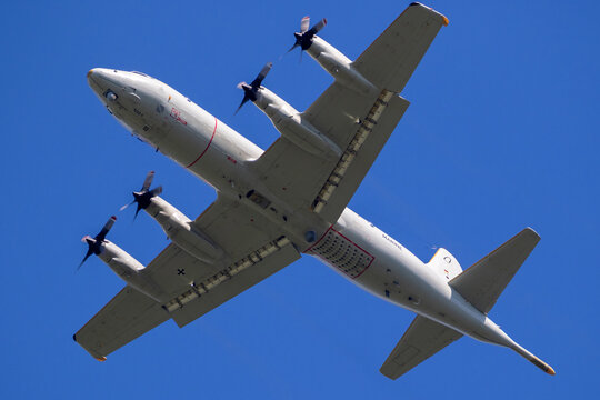 German Navy Lockheed P-3 Orion patrol aircraft in flight. Germany