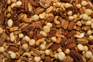 Mix of nuts as a background.