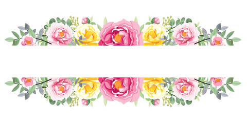 wreath of pink flowers on white background