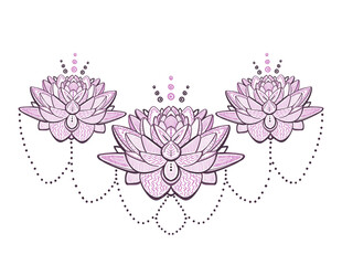 Lotus flowers ornamental tattoo