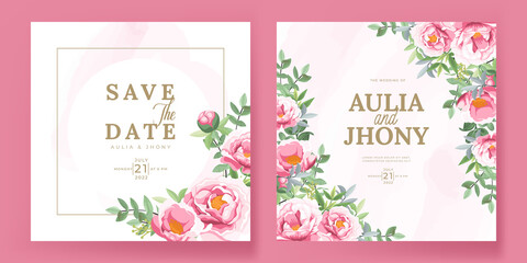 Wedding card template with beautiful floral wreath