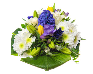 Spring flowers bouquet Roses tulips hyacinth