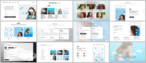 Presentation design vector templates, multipurpose template for presentation slide, flyer, brochure cover design, infographic report. Abstract geometric pattern. Corporate identity business concept.