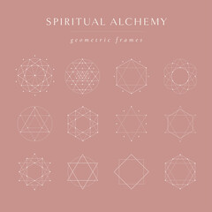 Vector white sacred geometry frames and borders