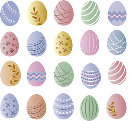 Set of Easter colorful eggs. Vector Illustration.
