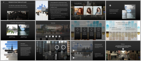 Vector templates for website design, presentations, portfolio. Templates for presentation slides, flyer, leaflet, brochure, report. Background template with lines, photo place for business design.
