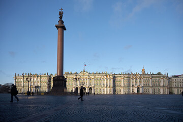 The Hermitage or Ermitage in St. Petersburg on the Neva River is one of the largest and most important art museums in the world.  Alexander's Column was erected after Russia's victory against Napoleon