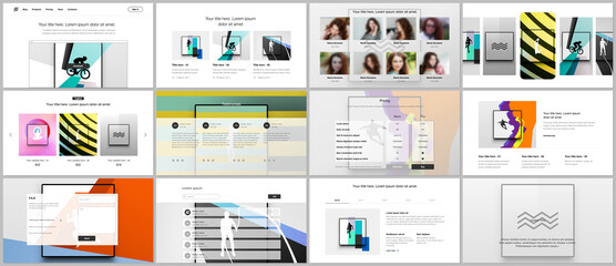 Vector templates for website design, presentations, portfolio. Templates for presentation slides, leaflet, brochure cover, report. Abstract colored sport backgrounds for sport event, fitness design.