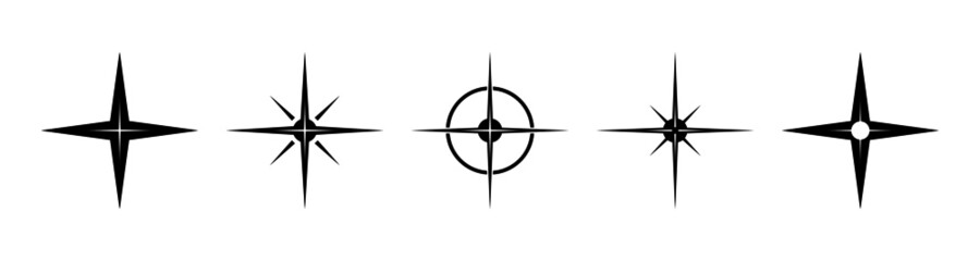 Compass symbol vector set.  North sign icon.
