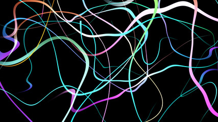 Multi color curve wave line gradient abstract on black background.