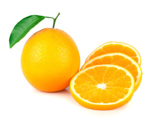 Orange and slices isolated on a white background