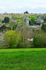 Fototapeta na wymiar St Mary's church tower, Wedmore, Somerset, England