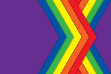 Abstract textured background of colorful diagonal layers of paper in the Pride LGBT rainbow colors