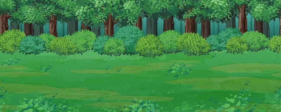 森と草原の風景イラスト 横スクロールゲームの背景 シームレス Stock Vector Adobe Stock