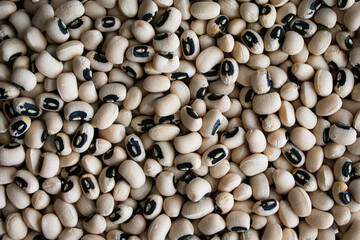 Close-up View of Dried Black-Eyed Peas: Dried cowpeas closeup from directly above
