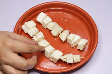 Paneer or Cheese isolate on white background