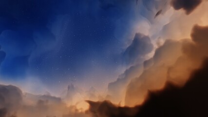 Naklejka premium science fiction illustrarion, colorful space background with stars, nebula gas cloud in deep outer space 3d render