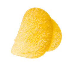 yellow potato chip isolated on white background. chip slice cut out