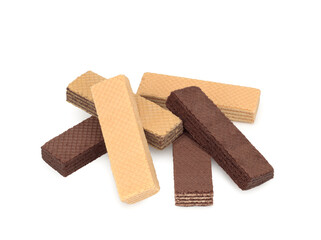 Different waffles on a white background, close up