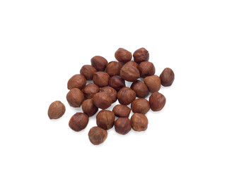 Hazelnuts isolated on white background