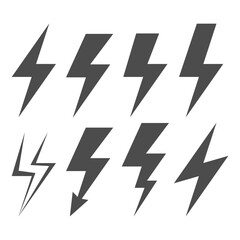 Lightning Electric Icon. Set of energy and thunder electric icon. Vector illustration.