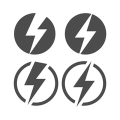 Lightning Electric Icon. Set of energy and thunder electric icon. Vector illustration.