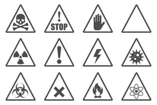 Danger icon set. Caution concept. Vector illustration.