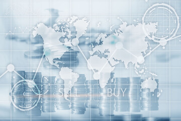 Sell and Buy concept on the background of the world map