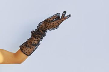 Sexy woman's hand, transparent lingerie