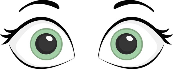 Vector illustration of green eyes of woman