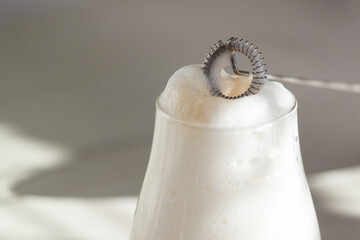 Milk foam maker. Mini blender, frothers for coffee, latte © vittaliya