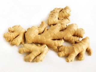 brown,raw bulbs of ginger tropical plant