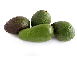 green or brown fruits of avocado close up