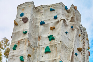 Outdoor climbing wall to practice the extreme sport of climbing