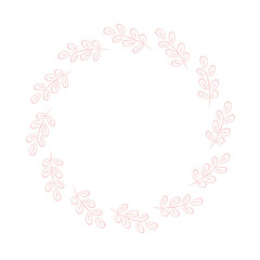 pink_leaf_frame_circle ピンク 葉 フレーム サークル 円 丸 飾り 飾り罫 可愛い シンプル お洒落 春