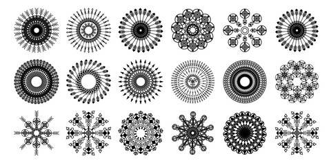 Tribal mandala set. Abstract circle vector geometric ornament. Design element for cloth, t-shirt, stickers, bags