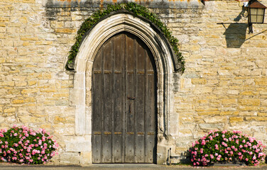 Fototapeta na wymiar Church door, St Mary's Church , Wedmore, Somerset, England