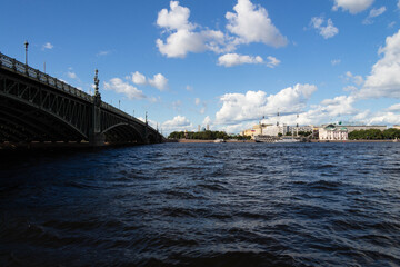 the neva river and a view of the bridges