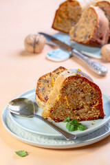 Piece of homemade carrot cake.