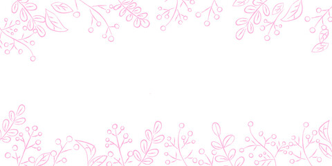 pink_leaf_frame_large_wide_horizontal ピンク 葉 フレーム 飾り罫 背景 バックグラウンド 横 横長 長い 葉っぱ 春 可愛い 手描き