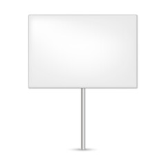 Blank banner mock up on wood stick collection. Vector empty different board plank holder set. Protest signs isolated on white background.