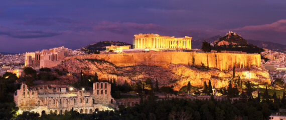 Fototapeta na wymiar Panorama of Athens with Acropolis hill, Greece.