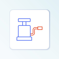 Line Car air pump icon isolated on white background. Colorful outline concept. Vector