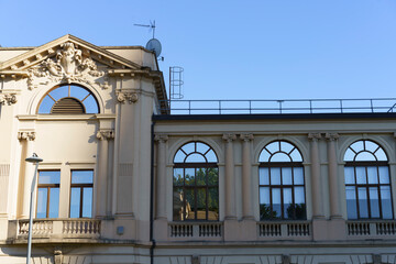 Historic restored building at Citylife park in Milan, Italy