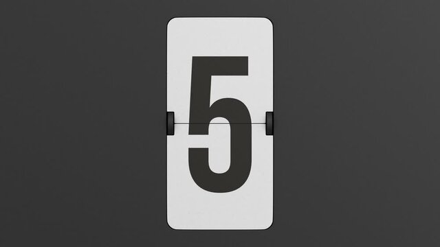countdown on dark background. Flip scoreboard number. 3D render