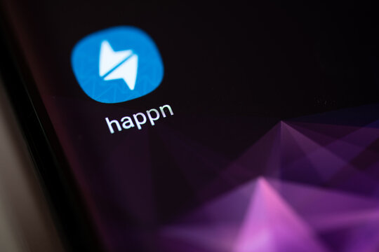 VENICE, ITALY - MAY 12, 2019: Showing Social Media Happn icon on smartphone