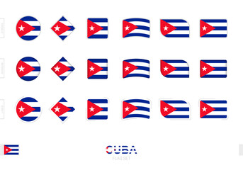 Cuba flag set, simple flags of Cuba with three different effects.