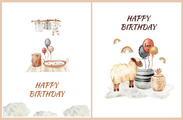 Happy birthday baby child cards template