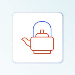 Line Kettle with handle icon isolated on white background. Teapot icon. Colorful outline concept. Vector