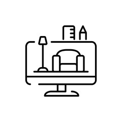 Interior design black line icon. Pictogram for web page, mobile app, promo.